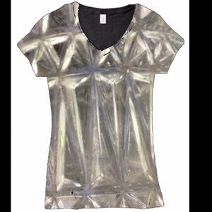 Printed Tee-Shirt Glass V-Neck Organic Cotton